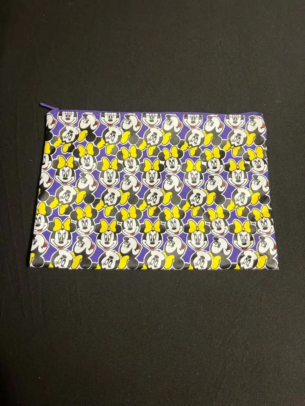Vintage Mickey Unlimited Minnie Mouse Pattern Zippered Pouch Cosmetic Bag